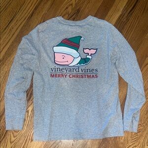 Vineyard Vines Christmas Gray Long Sleeve Tee
